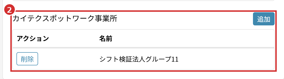 「グループ詳細」の「カイテクスポットワーク事業所」