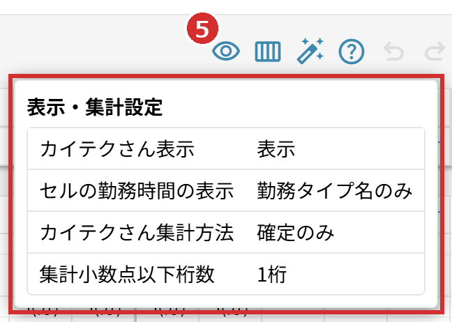 目のアイコンにマウスを乗せたときの「カイテクさん表示」